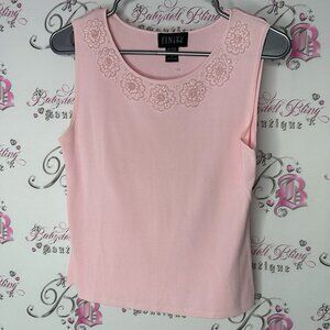Finity tank top embroidery embroidered beads floral shimmer baby pink sparkly